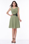 ColsBM Julie Moss Green Glamorous V-neck Sleeveless Zip up Knee Length Flower Plus Size Bridesmaid Dresses