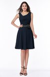 ColsBM Julie Navy Blue Glamorous V-neck Sleeveless Zip up Knee Length Flower Plus Size Bridesmaid Dresses