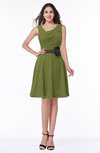 ColsBM Julie Olive Green Glamorous V-neck Sleeveless Zip up Knee Length Flower Plus Size Bridesmaid Dresses
