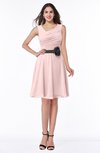 ColsBM Julie Pastel Pink Glamorous V-neck Sleeveless Zip up Knee Length Flower Plus Size Bridesmaid Dresses