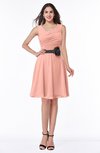 ColsBM Julie Peach Glamorous V-neck Sleeveless Zip up Knee Length Flower Plus Size Bridesmaid Dresses
