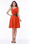 ColsBM Julie Tangerine Tango Glamorous V-neck Sleeveless Zip up Knee Length Flower Plus Size Bridesmaid Dresses