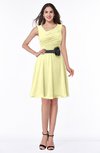 ColsBM Julie Wax Yellow Glamorous V-neck Sleeveless Zip up Knee Length Flower Plus Size Bridesmaid Dresses