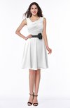 ColsBM Julie White Glamorous V-neck Sleeveless Zip up Knee Length Flower Plus Size Bridesmaid Dresses