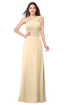 ColsBM Aislinn Apricot Gelato Modest A-line Sleeveless Half Backless Floor Length Ribbon Plus Size Bridesmaid Dresses