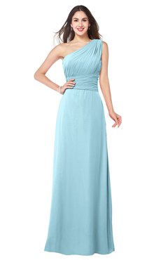 ColsBM Aislinn Aqua Modest A-line Sleeveless Half Backless Floor Length Ribbon Plus Size Bridesmaid Dresses
