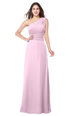 ColsBM Aislinn Baby Pink Modest A-line Sleeveless Half Backless Floor Length Ribbon Plus Size Bridesmaid Dresses