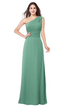 ColsBM Aislinn Beryl Green Modest A-line Sleeveless Half Backless Floor Length Ribbon Plus Size Bridesmaid Dresses