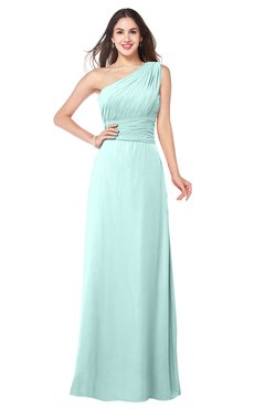 ColsBM Aislinn Blue Glass Modest A-line Sleeveless Half Backless Floor Length Ribbon Plus Size Bridesmaid Dresses