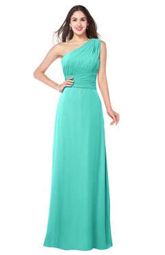 ColsBM Aislinn Blue Turquoise Modest A-line Sleeveless Half Backless Floor Length Ribbon Plus Size Bridesmaid Dresses