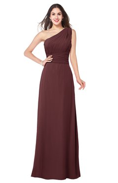 ColsBM Aislinn Burgundy Modest A-line Sleeveless Half Backless Floor Length Ribbon Plus Size Bridesmaid Dresses