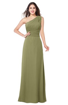 ColsBM Aislinn Cedar Modest A-line Sleeveless Half Backless Floor Length Ribbon Plus Size Bridesmaid Dresses