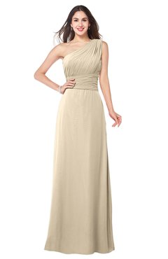 ColsBM Aislinn Champagne Modest A-line Sleeveless Half Backless Floor Length Ribbon Plus Size Bridesmaid Dresses