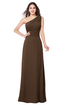 ColsBM Aislinn Chocolate Brown Modest A-line Sleeveless Half Backless Floor Length Ribbon Plus Size Bridesmaid Dresses