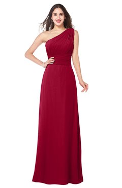 ColsBM Aislinn Dark Red Modest A-line Sleeveless Half Backless Floor Length Ribbon Plus Size Bridesmaid Dresses