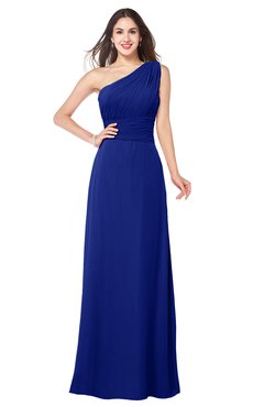 ColsBM Aislinn Electric Blue Modest A-line Sleeveless Half Backless Floor Length Ribbon Plus Size Bridesmaid Dresses