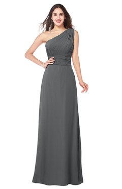 ColsBM Aislinn Grey Modest A-line Sleeveless Half Backless Floor Length Ribbon Plus Size Bridesmaid Dresses