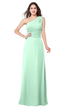 ColsBM Aislinn Honeydew Modest A-line Sleeveless Half Backless Floor Length Ribbon Plus Size Bridesmaid Dresses