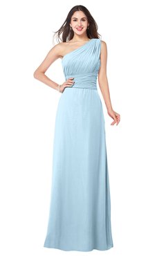 ColsBM Aislinn Ice Blue Modest A-line Sleeveless Half Backless Floor Length Ribbon Plus Size Bridesmaid Dresses