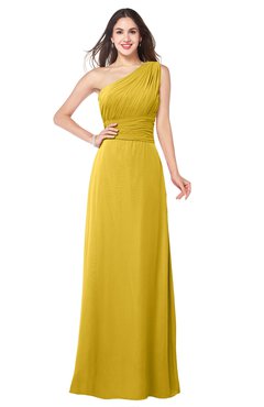 ColsBM Aislinn Lemon Curry Modest A-line Sleeveless Half Backless Floor Length Ribbon Plus Size Bridesmaid Dresses