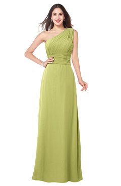 ColsBM Aislinn Linden Green Modest A-line Sleeveless Half Backless Floor Length Ribbon Plus Size Bridesmaid Dresses