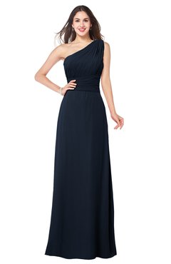 ColsBM Aislinn Navy Blue Modest A-line Sleeveless Half Backless Floor Length Ribbon Plus Size Bridesmaid Dresses
