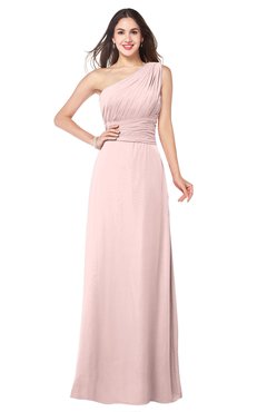 ColsBM Aislinn Pastel Pink Modest A-line Sleeveless Half Backless Floor Length Ribbon Plus Size Bridesmaid Dresses