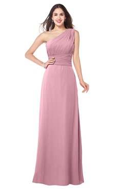 ColsBM Aislinn Rosebloom Modest A-line Sleeveless Half Backless Floor Length Ribbon Plus Size Bridesmaid Dresses