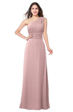 ColsBM Aislinn Silver Pink Modest A-line Sleeveless Half Backless Floor Length Ribbon Plus Size Bridesmaid Dresses