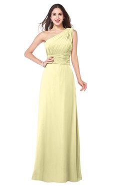 ColsBM Aislinn Soft Yellow Modest A-line Sleeveless Half Backless Floor Length Ribbon Plus Size Bridesmaid Dresses