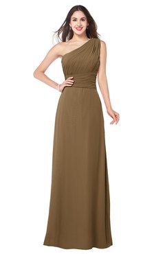 ColsBM Aislinn Truffle Modest A-line Sleeveless Half Backless Floor Length Ribbon Plus Size Bridesmaid Dresses