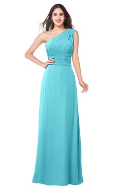 ColsBM Aislinn Turquoise Modest A-line Sleeveless Half Backless Floor Length Ribbon Plus Size Bridesmaid Dresses