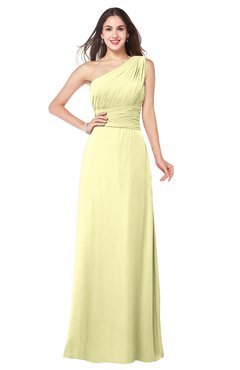 ColsBM Aislinn Wax Yellow Modest A-line Sleeveless Half Backless Floor Length Ribbon Plus Size Bridesmaid Dresses