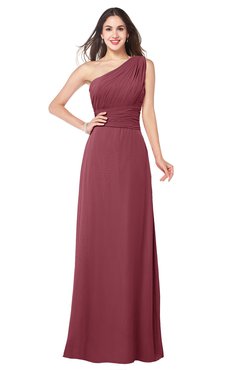 ColsBM Aislinn Wine Modest A-line Sleeveless Half Backless Floor Length Ribbon Plus Size Bridesmaid Dresses