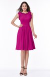 ColsBM Jenny Hot Pink Simple A-line Scoop Sleeveless Chiffon Knee Length Plus Size Bridesmaid Dresses