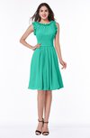 ColsBM Jenny Viridian Green Simple A-line Scoop Sleeveless Chiffon Knee Length Plus Size Bridesmaid Dresses