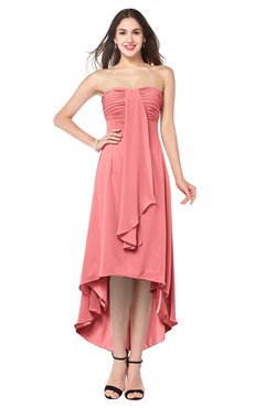 ColsBM Emilee Coral Sexy A-line Sleeveless Half Backless Asymmetric Plus Size Bridesmaid Dresses