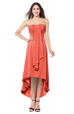 ColsBM Emilee Living Coral Sexy A-line Sleeveless Half Backless Asymmetric Plus Size Bridesmaid Dresses
