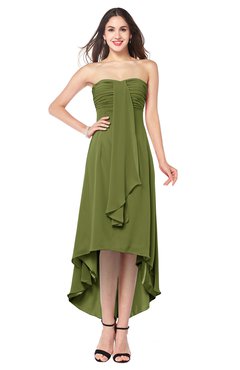 ColsBM Emilee Olive Green Sexy A-line Sleeveless Half Backless Asymmetric Plus Size Bridesmaid Dresses
