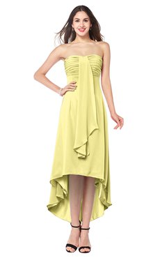 ColsBM Emilee Pastel Yellow Sexy A-line Sleeveless Half Backless Asymmetric Plus Size Bridesmaid Dresses