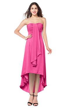 ColsBM Emilee Rose Pink Sexy A-line Sleeveless Half Backless Asymmetric Plus Size Bridesmaid Dresses