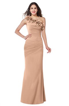 ColsBM Lisa Almost Apricot Sexy Fit-n-Flare Sleeveless Half Backless Chiffon Flower Plus Size Bridesmaid Dresses