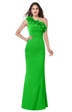 ColsBM Lisa Classic Green Sexy Fit-n-Flare Sleeveless Half Backless Chiffon Flower Plus Size Bridesmaid Dresses