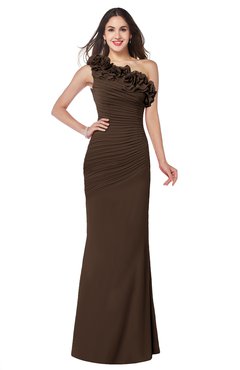 ColsBM Lisa Copper Sexy Fit-n-Flare Sleeveless Half Backless Chiffon Flower Plus Size Bridesmaid Dresses