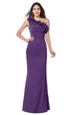 ColsBM Lisa Dark Purple Sexy Fit-n-Flare Sleeveless Half Backless Chiffon Flower Plus Size Bridesmaid Dresses
