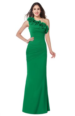 ColsBM Lisa Green Sexy Fit-n-Flare Sleeveless Half Backless Chiffon Flower Plus Size Bridesmaid Dresses