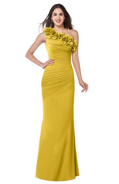 ColsBM Lisa Lemon Curry Sexy Fit-n-Flare Sleeveless Half Backless Chiffon Flower Plus Size Bridesmaid Dresses