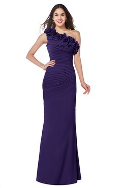 ColsBM Lisa Royal Purple Sexy Fit-n-Flare Sleeveless Half Backless Chiffon Flower Plus Size Bridesmaid Dresses