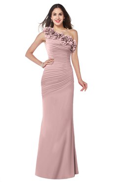 ColsBM Lisa Silver Pink Sexy Fit-n-Flare Sleeveless Half Backless Chiffon Flower Plus Size Bridesmaid Dresses