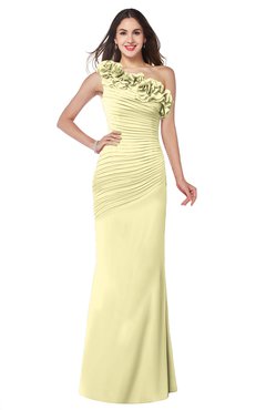 ColsBM Lisa Soft Yellow Sexy Fit-n-Flare Sleeveless Half Backless Chiffon Flower Plus Size Bridesmaid Dresses
